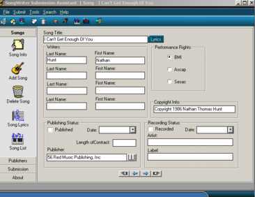 Songwriter Submission Assistant Screenshot